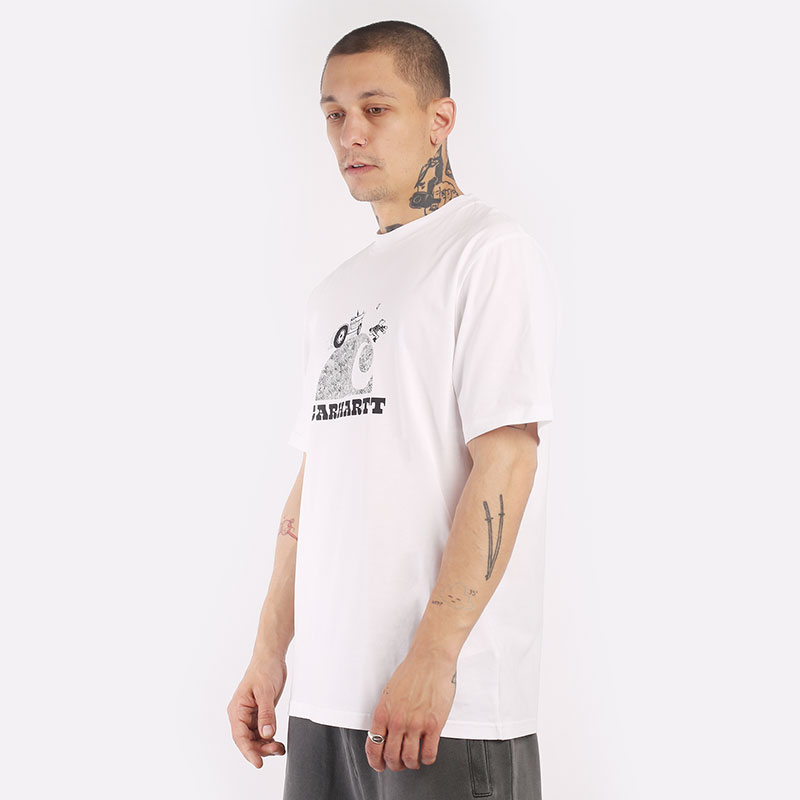 мужская белая футболка Carhartt WIP S/S Harvester T-Shirt I032078-white - цена, описание, фото 3